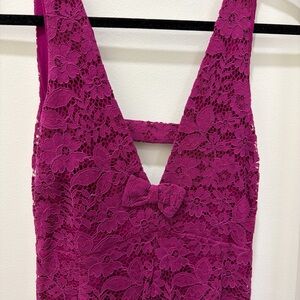 NWT Zara Magenta Lace Bow Mini Dress